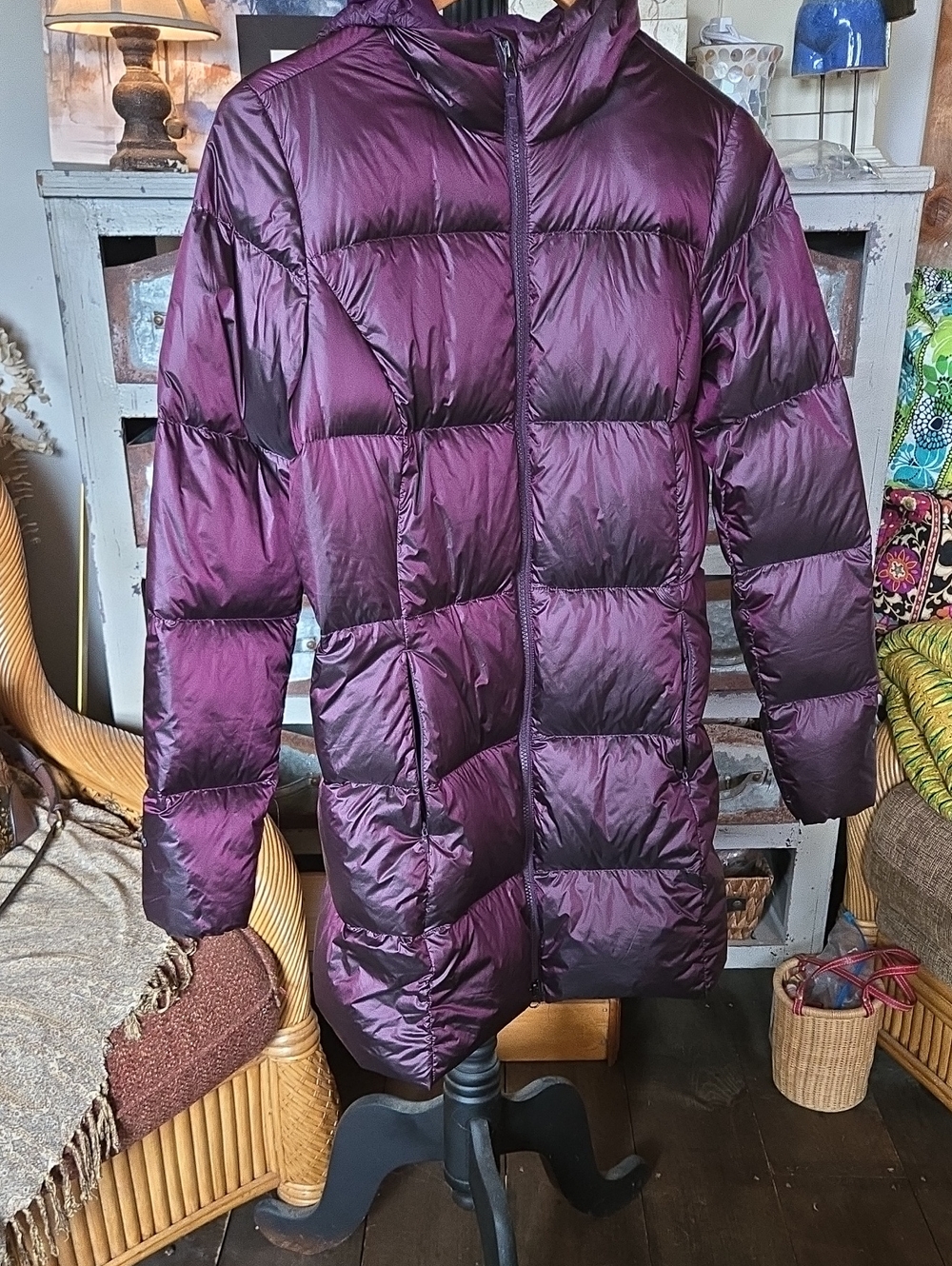 Eddie Bauer Hooded Down Puffer Coat in Plum